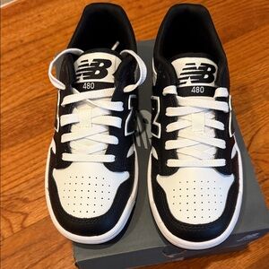 New Balance 480 Black and White Sneakers
